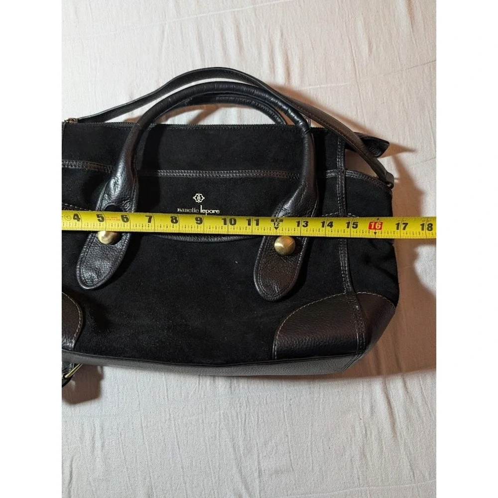 Nanette Lepore Black Suede & Leather Satchel Crossbody‎ Bag Purse Designer